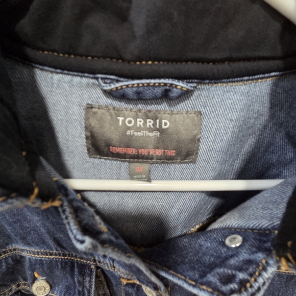 Torrid Blue Denim Jacket with Black Hood - Picture 3 of 7